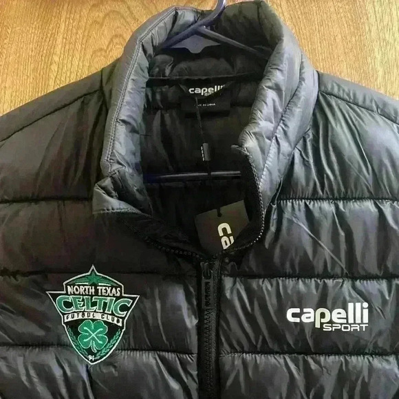 North Texas Celtics Futbol Club Puffer Quilted Zip Vest Black Size M NEW NWT - Picture 11 of 12